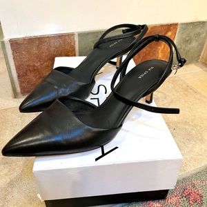 Via Spiga Black Ankle Strap Pumps